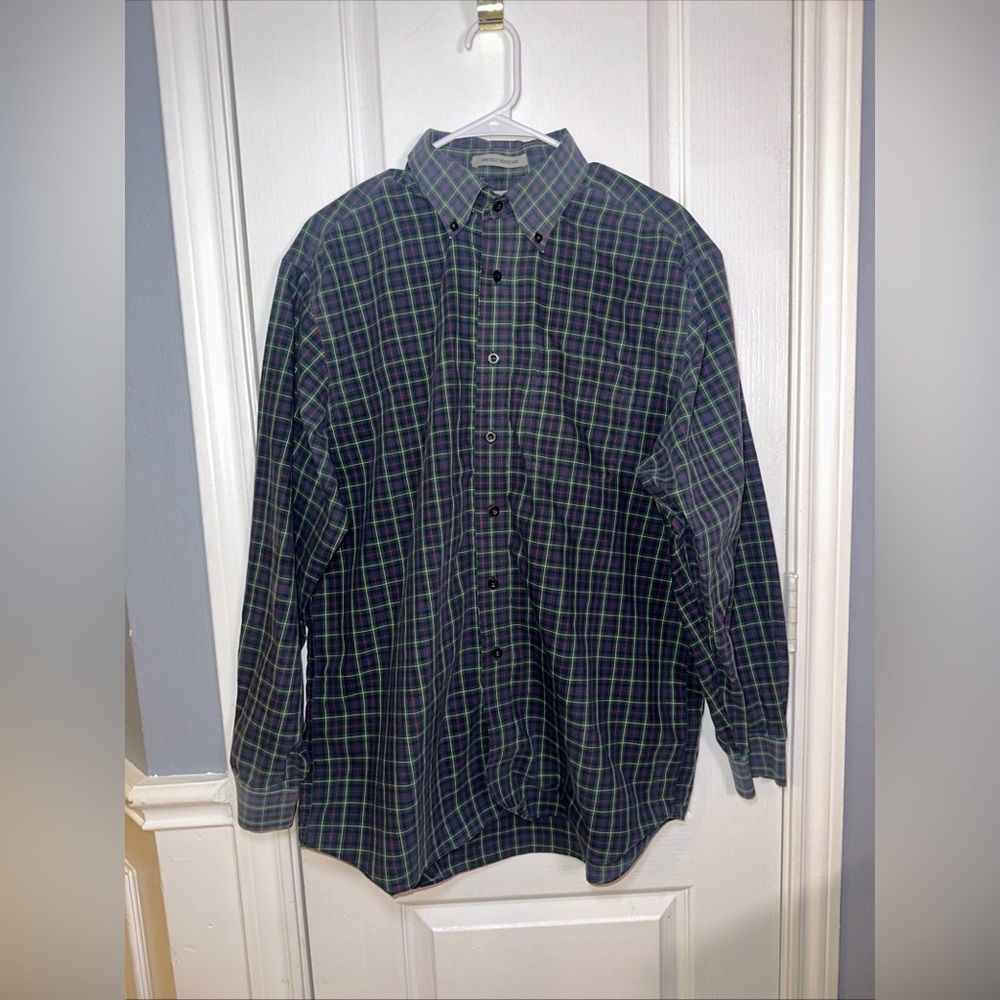 L.L.‎ Bean Men's Wrinkle Resistant Blue Long Sleeve Button Down Size Large